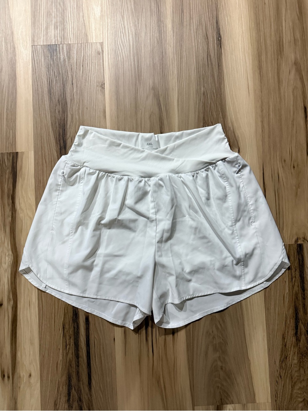 Women's White Athletic Shorts with Wide Waistband